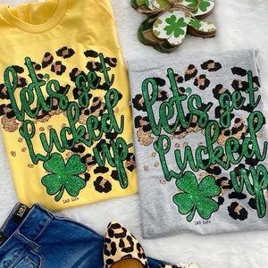 Let’s Get Lucked Up - Gray St. Patty’s tee!!🍀🍻💚